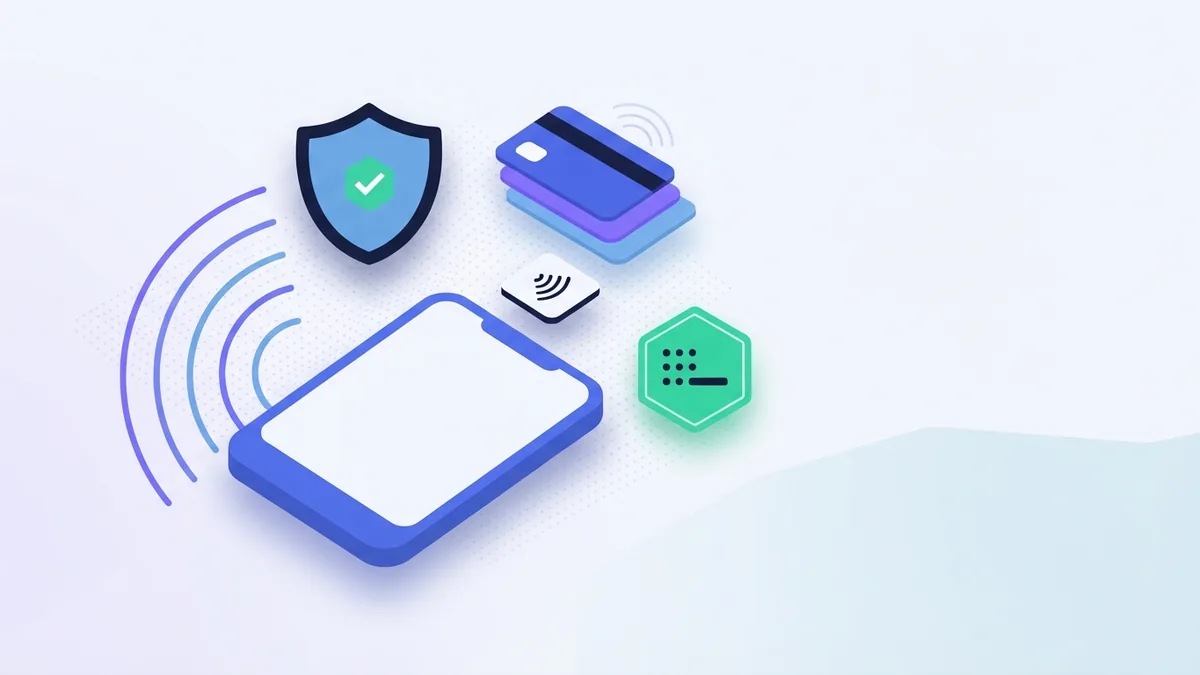Pasos seguros para recargar online Smartphone en blanco con un escudo y formas de pago que representan un proceso seguro de recarga online