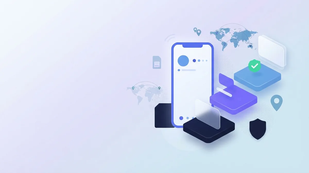 A phone and abstract steps show the main stages of a mobile top-up