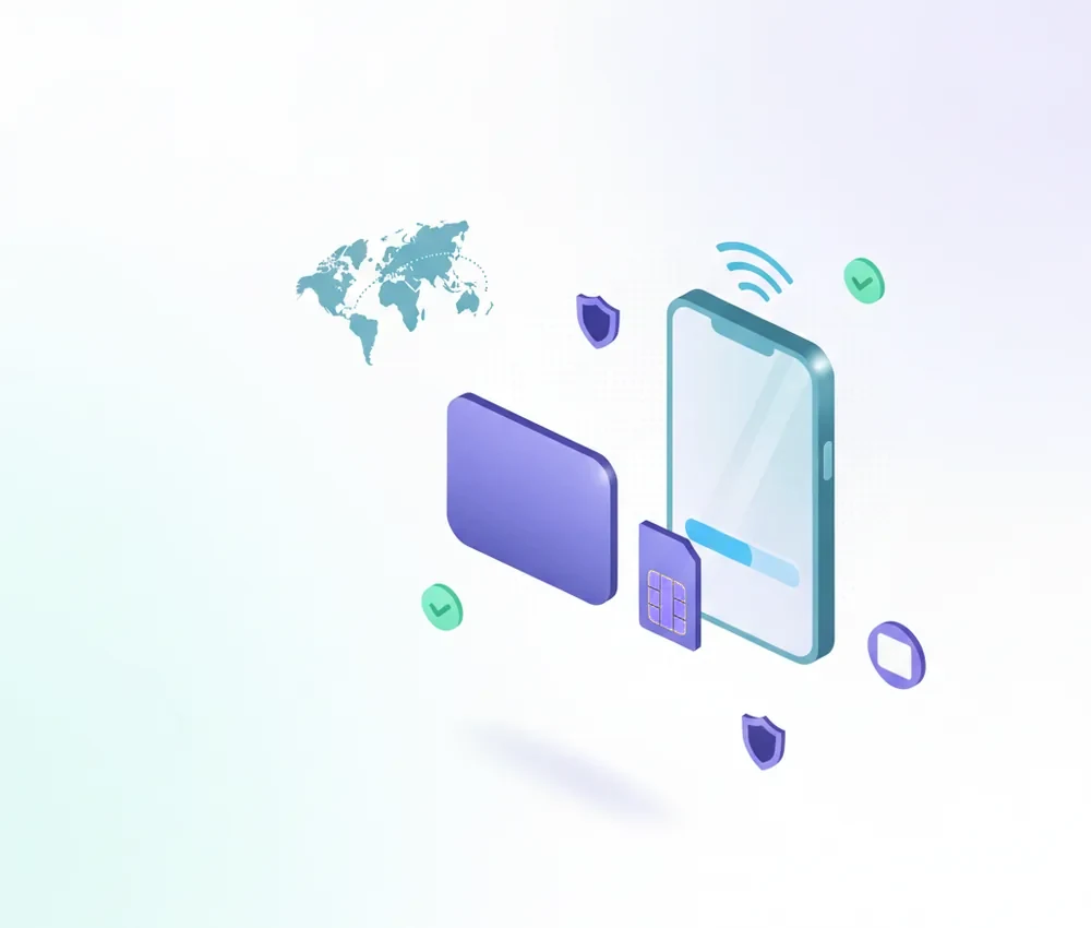 a blank price tag beside a SIM card and a phone with a fee bar