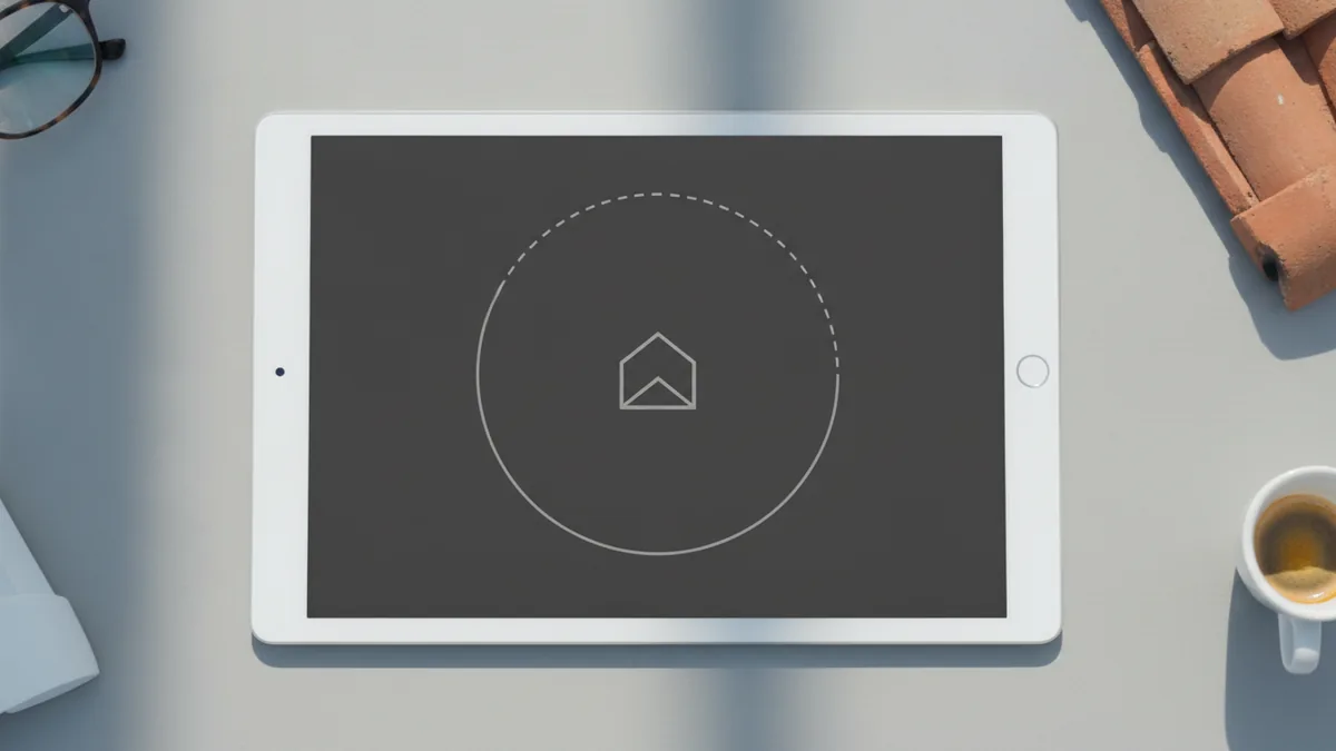Top-down view of a circular logo layout in a design canvas