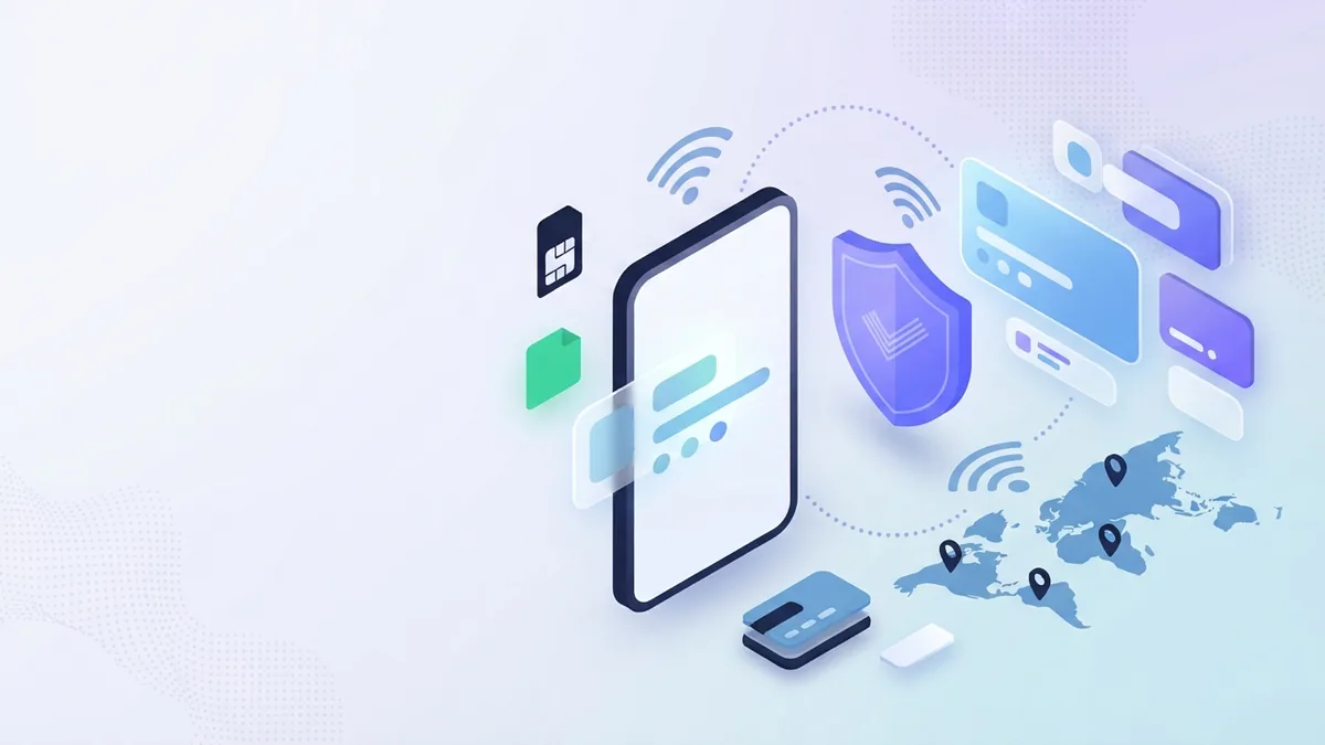 Troubleshooting prepaid recharge issues Blank phone with shield and connection shapes for fixing recharge problems