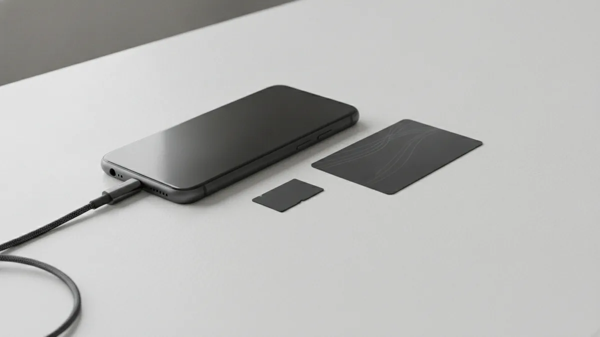 Express recharge setup Smartphone showing a secure mobile payment setup beside a SIM card