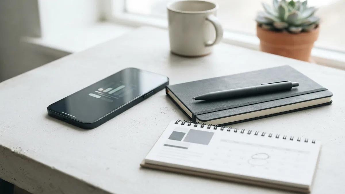 Smartphone and phone dialer beside a notebook for checking recharge expiry
