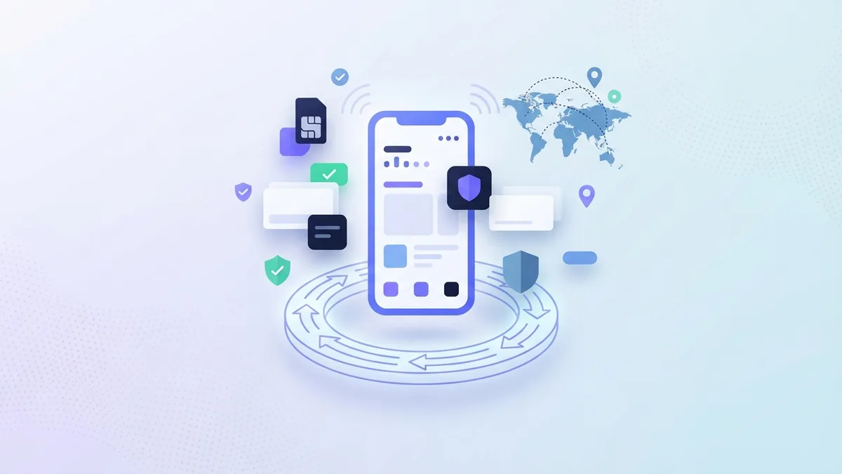 Abstraktní telefon s kruhovým indikátorem zůstatku znázorňujícím automatické obnovování mobilního kreditu