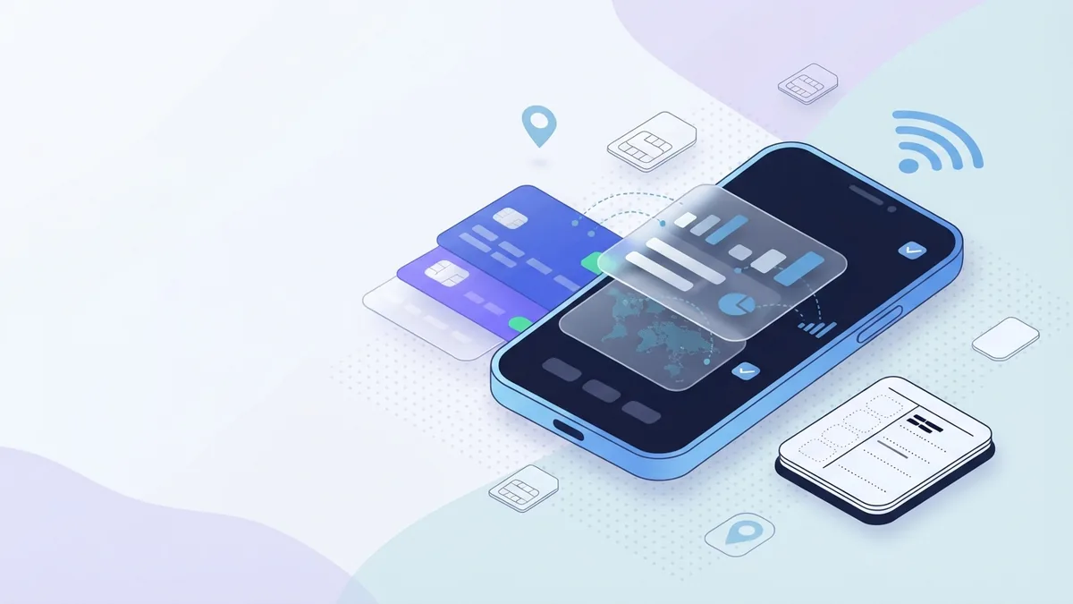 Mobile recharge features and payment check Phone and payment card arranged for checking mobile recharge features and fees