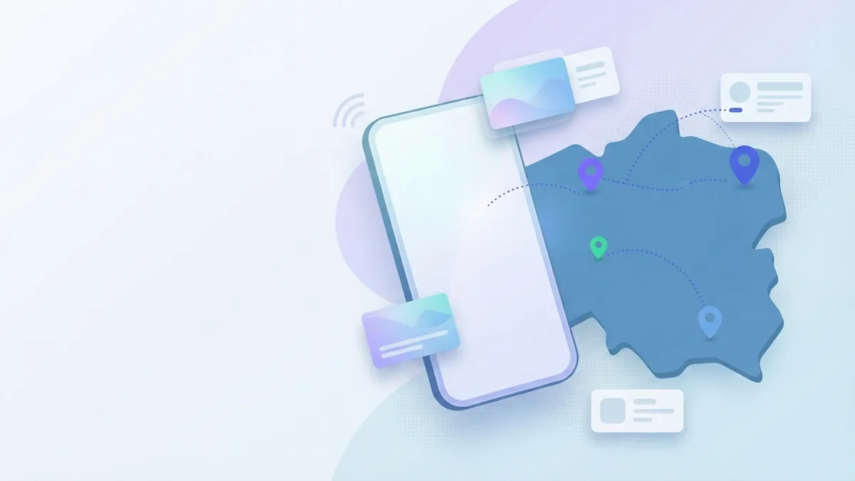 Find mobile top-up locations Phone and location pins suggesting places to find mobile top-up cards