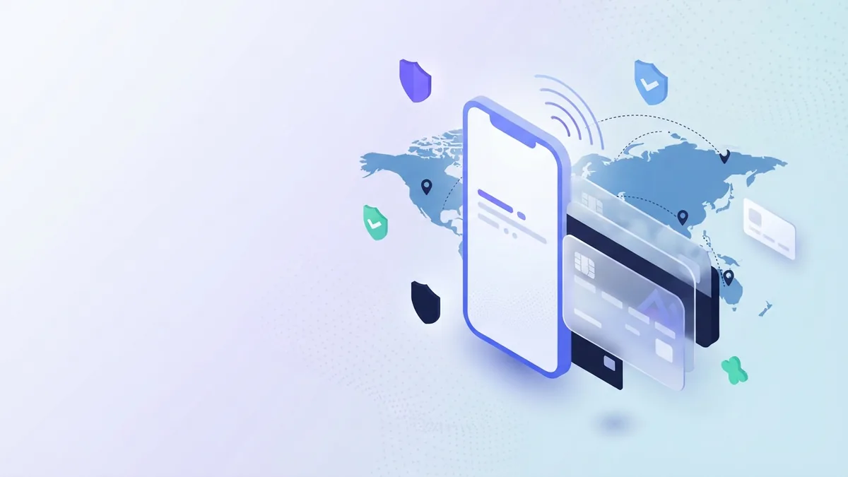 Téléphone et cartes de paiement abstraites pour recharger un compte mobile